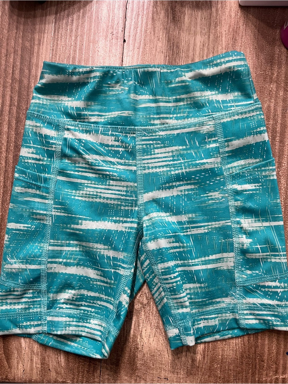 ZELOS Aqua and White Patterned Bike Shorts